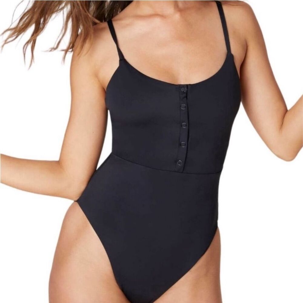 Andie Swim The Snap One Piece Swimsuit Black NWT Large Eco